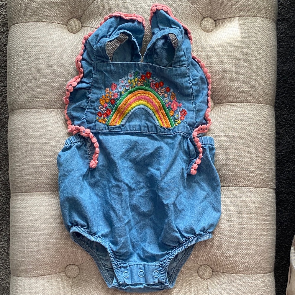 🌈 Mud Pie Blue Baby Rainbow Romper 🌈